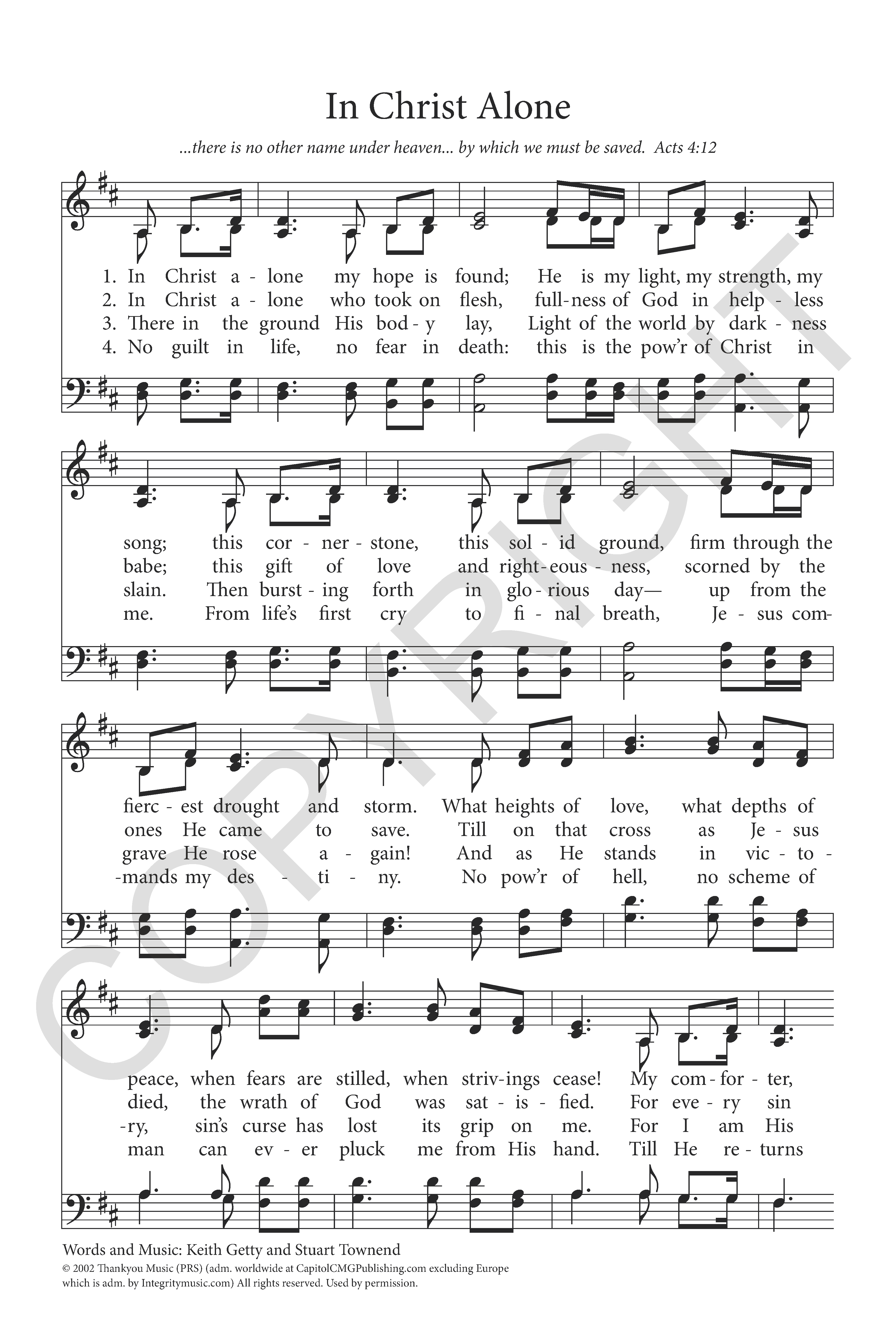 in christ alone piano chords newsboys