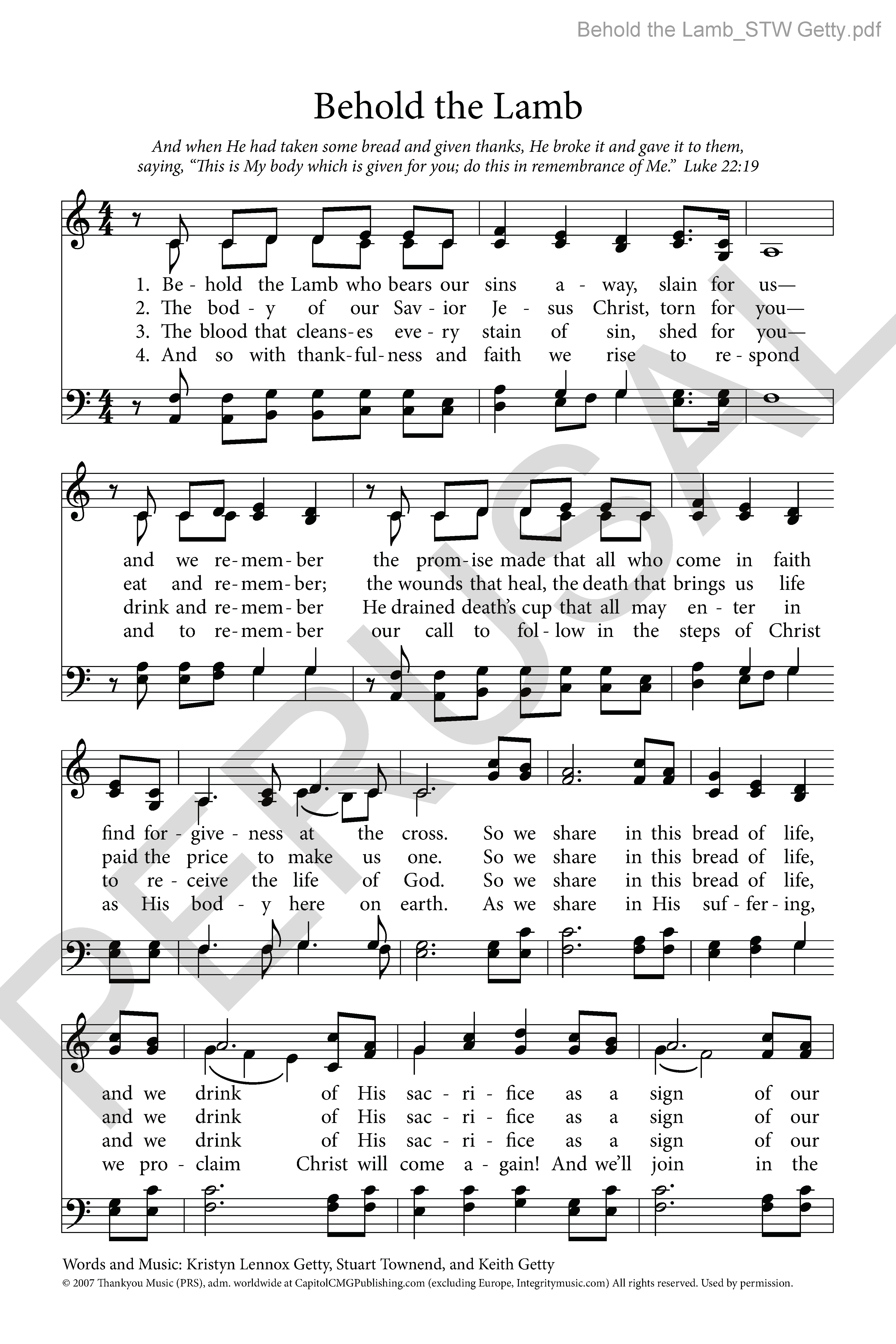 Behold The Lamb Lyrics and Chords, PDF, Sacrifice